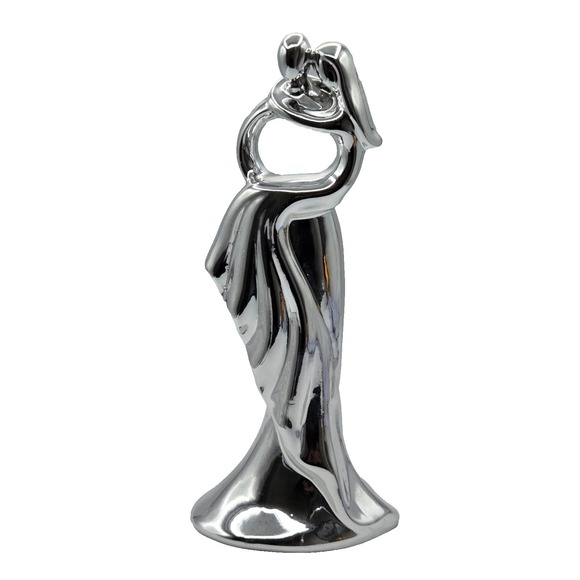 Other - Art Deco‎ Ceramic Hugging Couple Sculpture with Polished Silver Chrome Finish